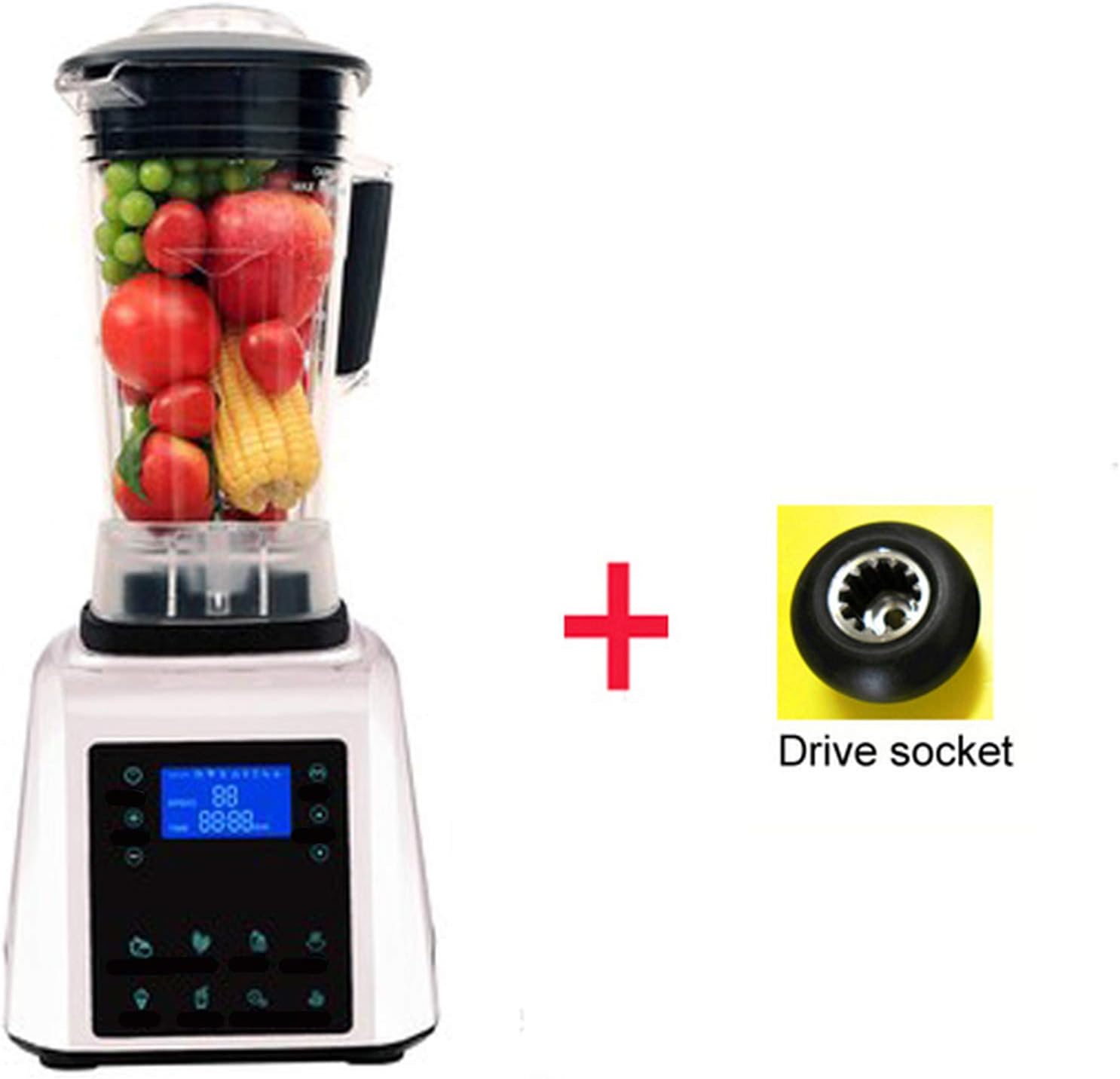 Automatic Digital Touchscreen 2L Professional Blender Mixer Juicer High Power Food Processor Green Fruit Smoothies,WHITE extra driver,UK Plug