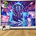Starry Fantasy Lion Tapestry Moon Lion Wall Tapestry Psychedelic Constellation Wall Hanging Indian Hippie Colorful Leo Universe Galaxy Tapestry