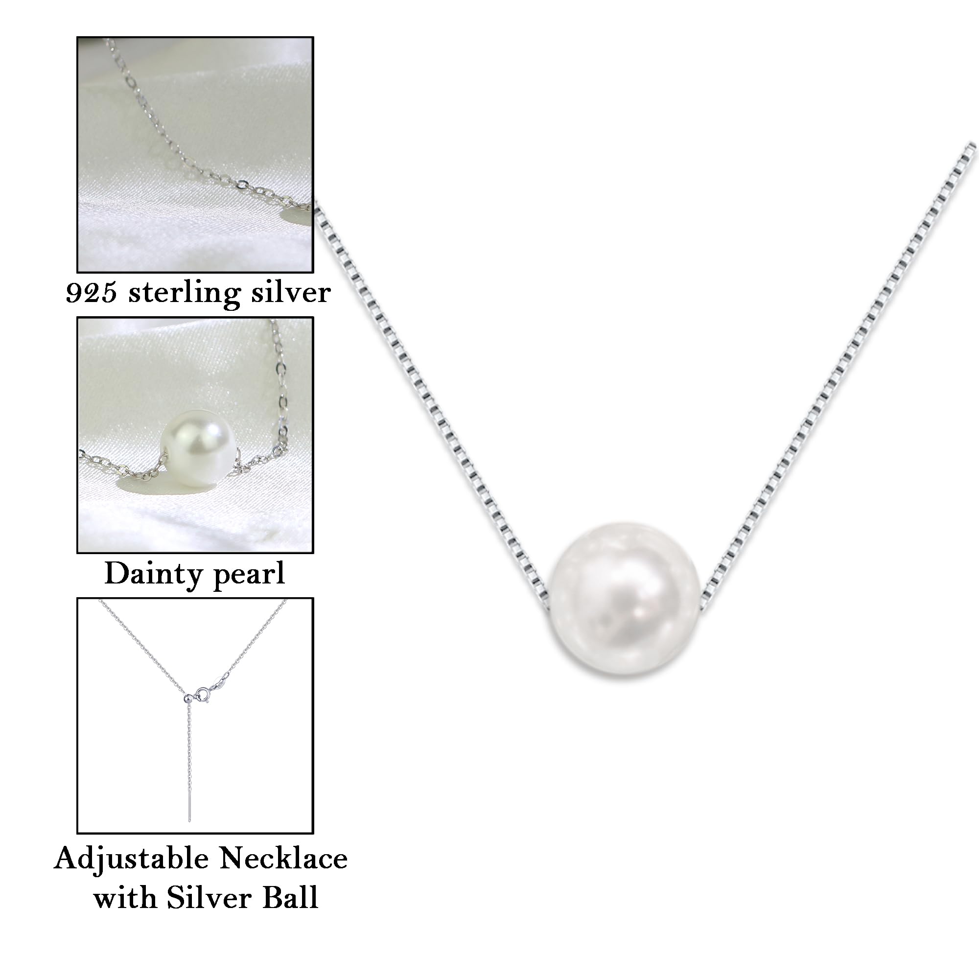 Sereney Birthday Gifts for Girls Women, Sterling Silver Pearl Necklace as 7 9 10 11 13 15 16 18 21 30 40 50 60 Year Old Birthday Gifts, Single Pearl Necklace as Bday Gifts for Friends Lockets