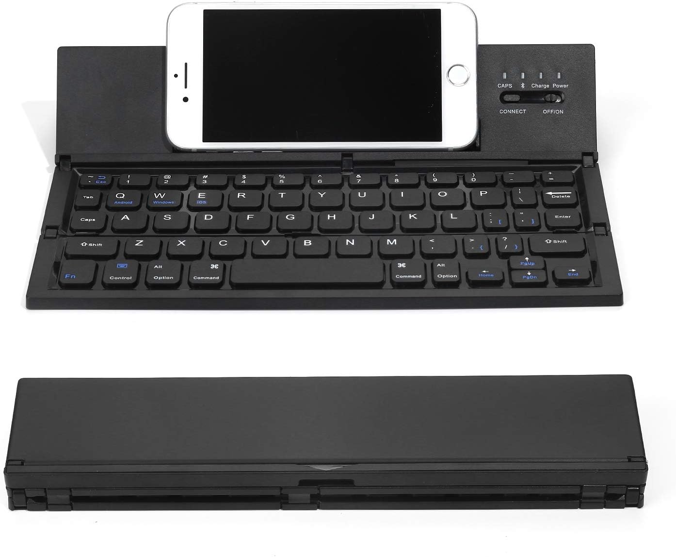 Amazon 折りたたみ式bluetoothキーボードスタンドホルダーサイズのポータブルワイヤレスキーボード超薄型折りたたみ式キーボード ポータブルポケットサイズ対応ios Android Windowsタブレットスマートフォン ブラック パソコン用キーボード 通販