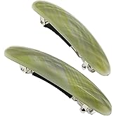 Camila Paris CP3390 French Hair Barrette Clip for Girls, Gray Green Small Set of 2.25 Strong Hold Grip Hair Clips for Women, No Slip Rubberized Automatic Clasp Styling Hair Accessories, Made in France
