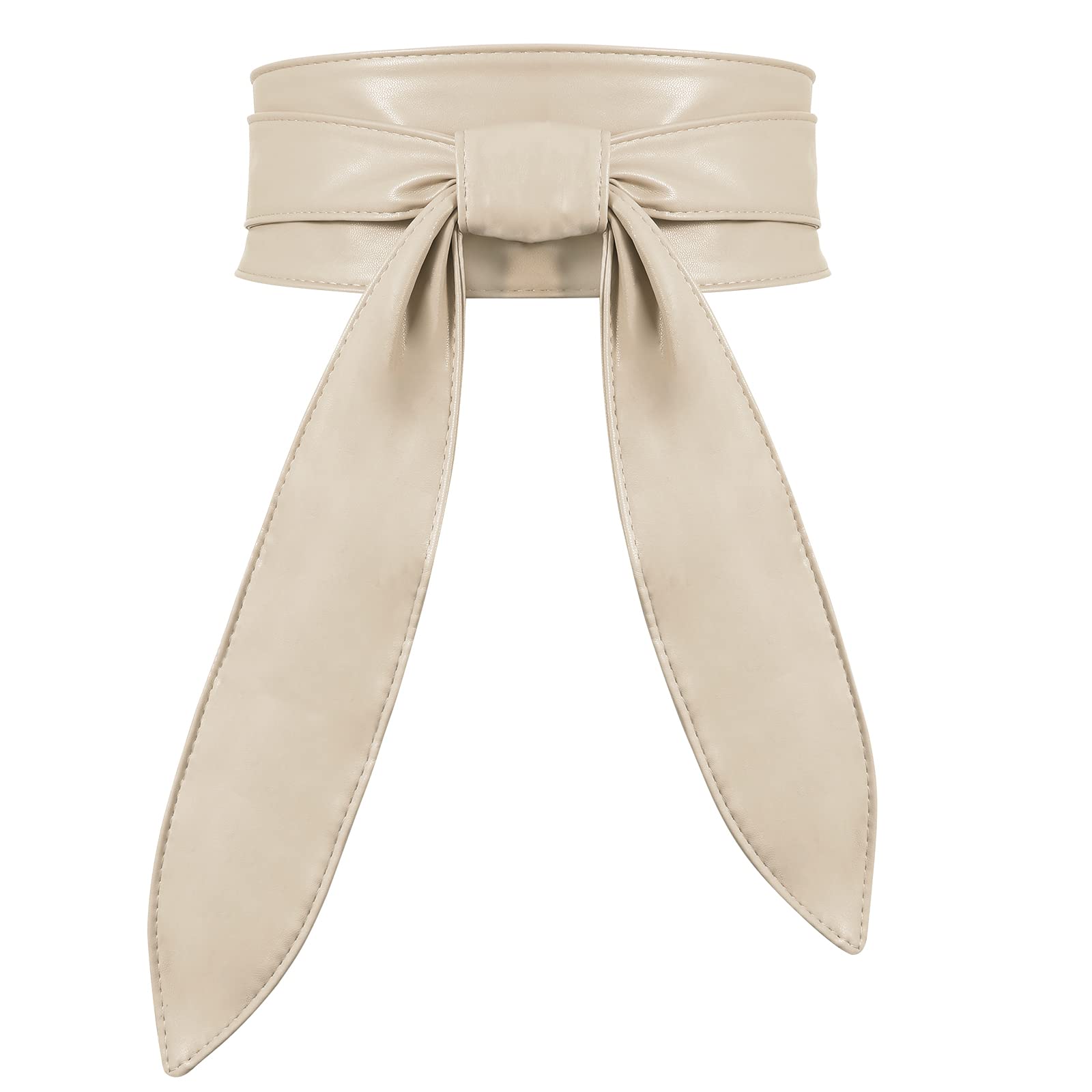 Photo 1 of WHIPPY Women Obi Belt Fashion Wrap Around Wide Waistband Knotted Cinch Belt for Dress, Beige, XL