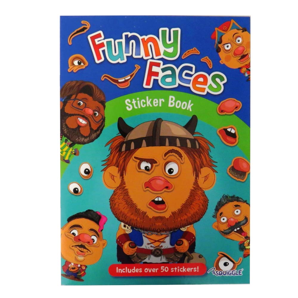 Squiggle A4 Funny Faces Sticker set of 2 books, Boy amd Girl Themed