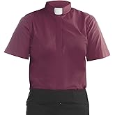 H.F. Women's Short Sleeves Tab Collar Clergy Shirt - Black