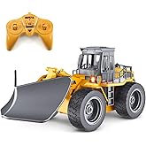 fisca RC Truck Remote Control Snow Plow 6 Channel 2.4G Alloy Snow Sweeper Vehicle 4WD Tractor Toy with Lights for Kids
