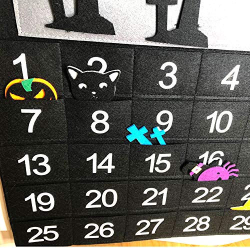 Fayoo Halloween Countdown Advent Calendar for Home Classroom Handmade Door Wall Hanging Decorations with 30pcs Detachable Ornaments