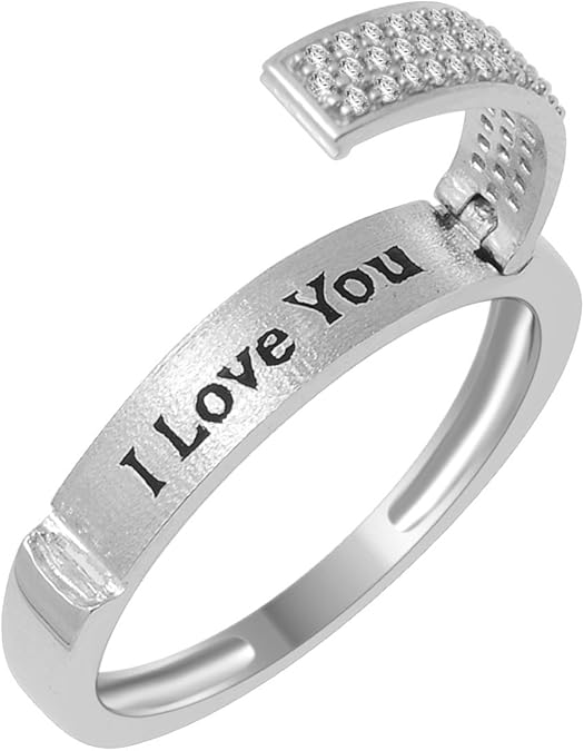 Promise Ring Band For Her 'I Love You' Engraved 0.15ctw