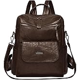 WYFJNX PU Leather Backpack Purse for Women Fashion Multipurpose Design Handbag Ladies Shoulder Bags Travel Backpack Coffee