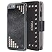 iPhone 6 6s Wallet Case, True Color Premium Studded Wristlet with Removable Wrist Strap and Cross Body Strap Clutch Folio Magnetic Closure Purse Clubbing Case Cover + Stand Feature Black