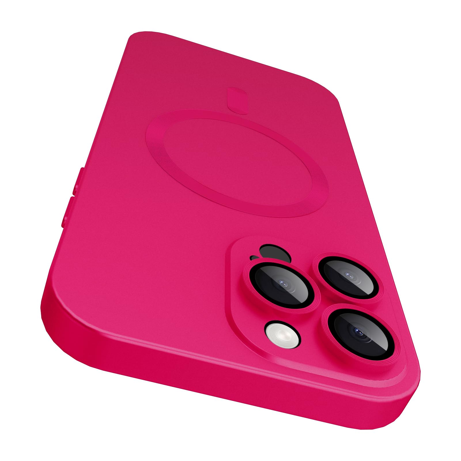 VCGFJD Magnetic for iPhone 15 Pro Max Case with Camera Lens Protector [Compatible with Magnetic], Matte Metallic Lustre Slim Soft TPU Bumper Shockproof Phone Case for iPhone 15 Pro Max 6.7" - Hot Pink — image 1