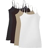 Active Basic Junior Women's Casual Plain Layering Camisole Cami Top Tank - 4 Pack