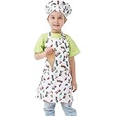 ALIPOBO Kids Apron and Chef Hat Set, Children's Kitchen Cooking Aprons with 2 Pockets for Boys Girls Toddler Painting Baking