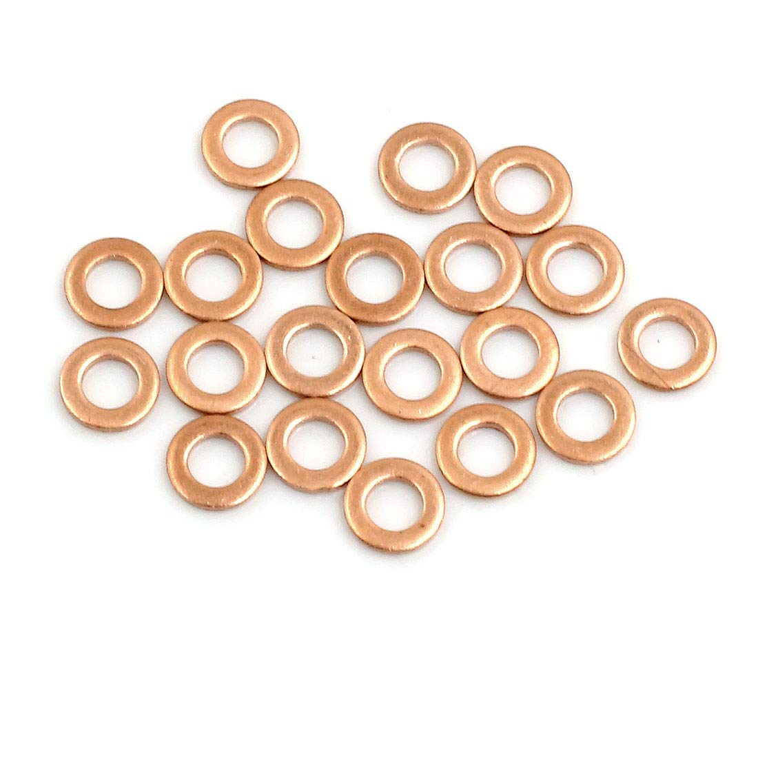 X AUTOHAUX 20pcs 4 x 8 x 1mm Copper Washers Flat Sealing Gasket Rings for Car
