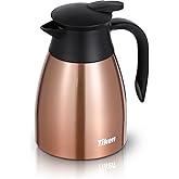 Tiken 34 Oz Thermal Coffee Carafe, Stainless Steel Insulated Vacuum Coffee Carafes For Keeping Hot, 1 Liter Beverage Dispenser (Copper)