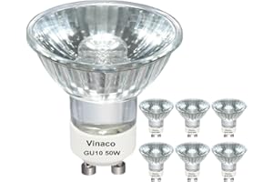 GU10 Halogen 50W Bulbs, 6PCS GU10+C 120V 50 W Halogen Light Bulbs, GU 10 Dimmable, Warm White, High Brightness MR16 with Glas