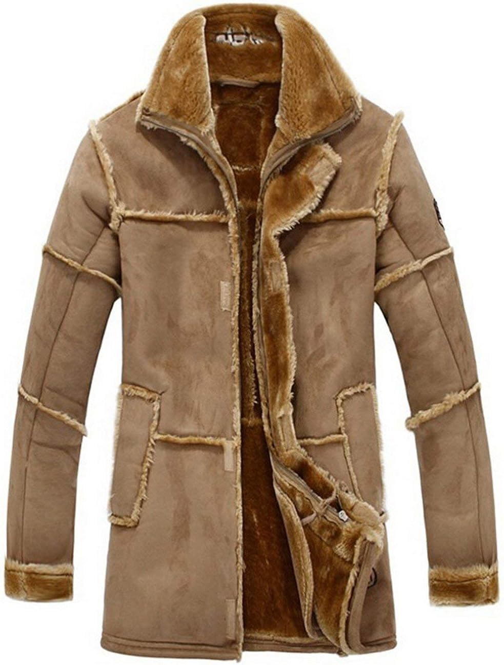 Cappotto Lungo Da Uomo In Pelliccia Sintetica Peluche Giacca Invernale Caldo Cappotto In Pelliccia Sintetica Giacca A Maniche Lunghe Con Risvolto In Finta Pelliccia, Giacca In Pelliccia Sintetica