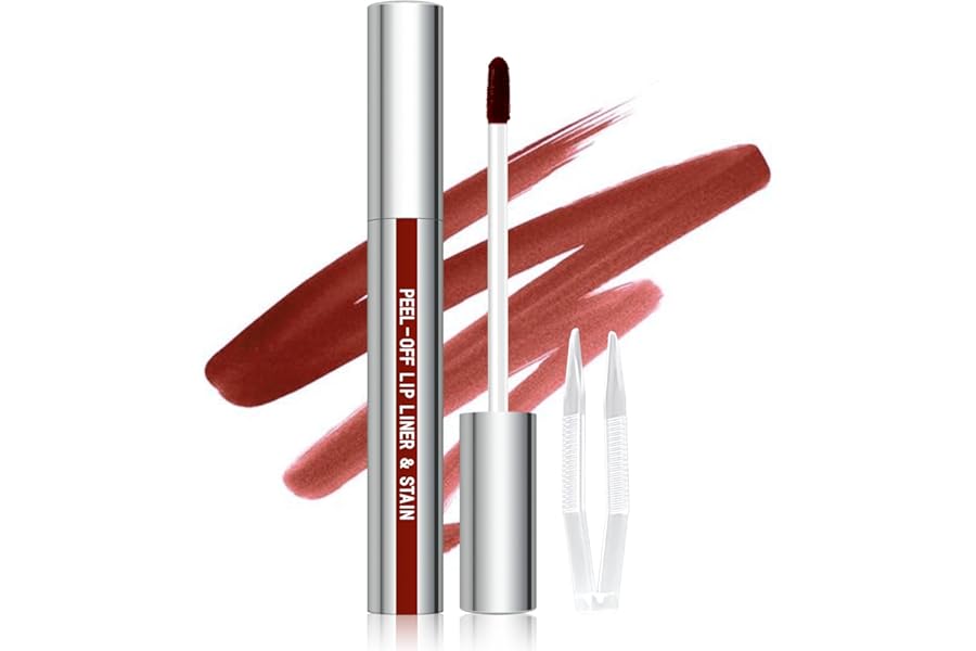 Cilrofelr Peel Off Lip Liner Stain, Long Wear Tattoo Lip Liner with Tweezer, Peel Off Lip Stain with Matte Finish, Long Lasting, Waterproof, Transfer-proof, Highly Pigmented Color (Cocoa)