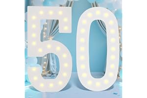 LOBOOM 4FT Light Up Numbers,Giant Marquee Number Big Mosaic Number for 50th Birthday Party Decorations Backdrop Anniversary Decor, Pre-Cut Frame Large Number 50