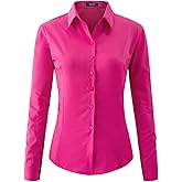 jonivey Womens Long Sleeve Button Down Stretch Dress Shirt Soft Wrinkle Free Work Casual Business Office Blouse