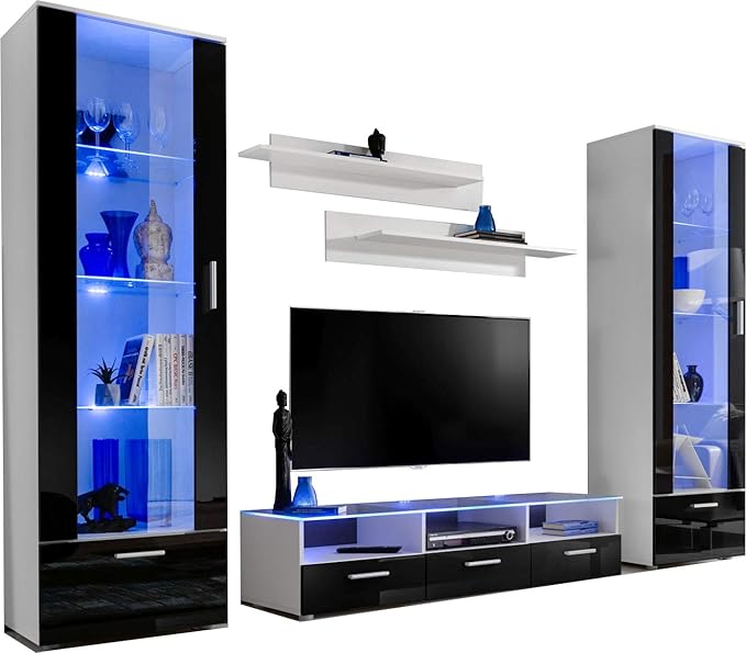 Glamorous Suite High Gloss Fronts Display Wall Unit TV Floor Unit