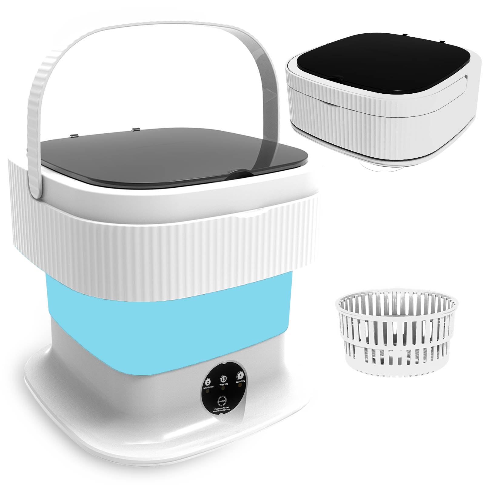 Photo 1 of Portable Washing Machine, 16L Mini Foldable Washer and Spin Dryer, Collapible Compact Washer, Small Folding Laundry Washing Machine, Socks, Baby Clothes, Underwear, Dorm, Camping, Apartment, RV (Blue)