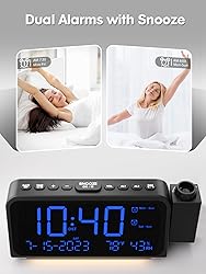 ROCAM Projection Alarm Clock for Bedroom, Digital