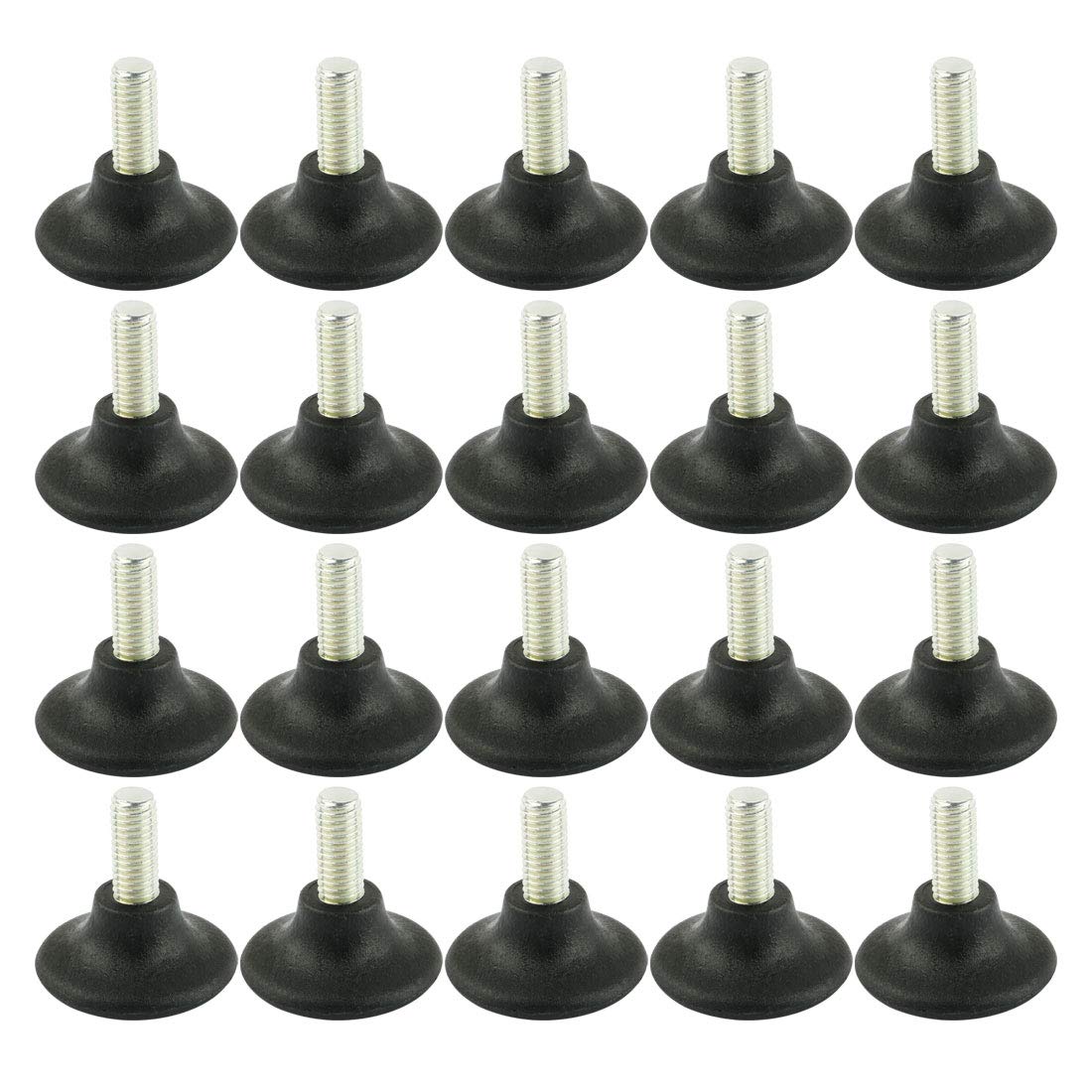 sourcing map Feet Adjustable Threaded Pole Leveling Foot Furniture Glide 38mm Base M8x20mm Thread 20 Pcs