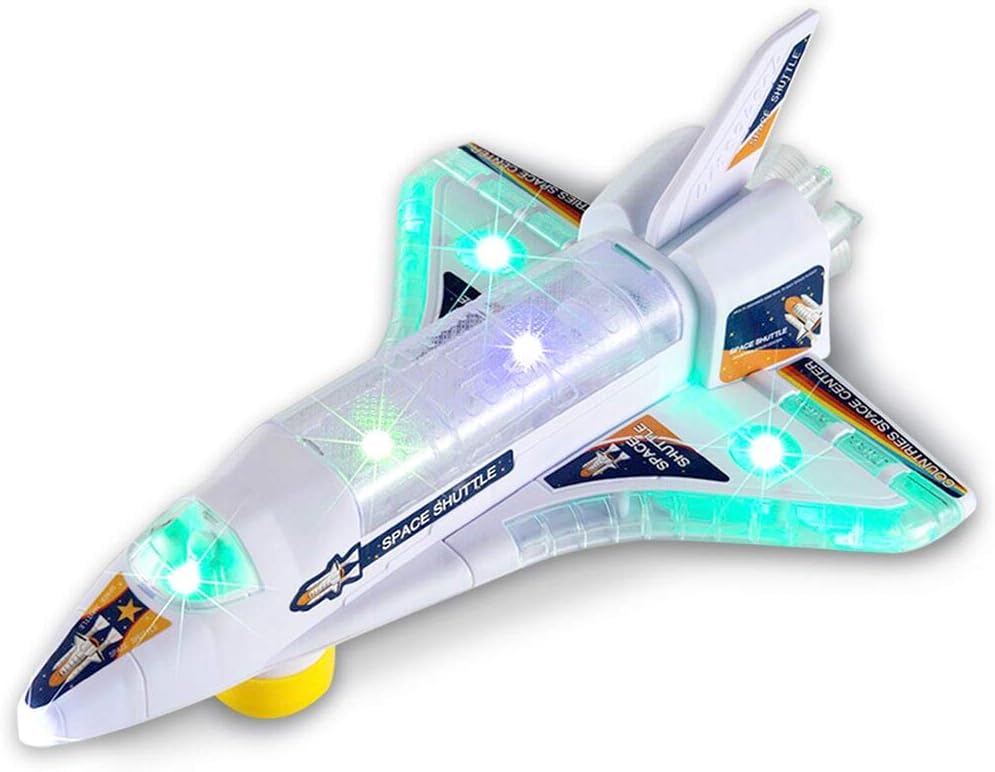 Devan Bump and Go Electric Space Shuttle Airplane Toy with Flashing 3D Lights and Sounds