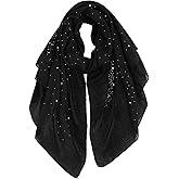 GERINLY Sparkly Scarf for Women, Rhinestone Pearl Scarves, Glitter Head Scarf, Bling Bling Shawl and Wraps