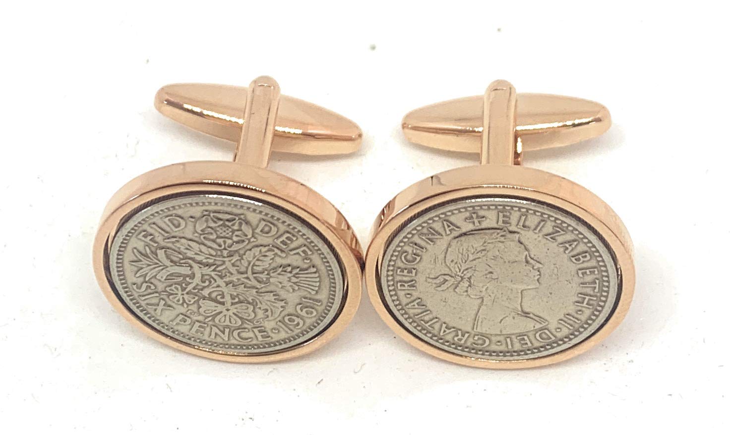 Premium 1961 Original Lucky Sixpence 6d birthday/Anniversary Cufflinks ideal for a 65th birthday RG