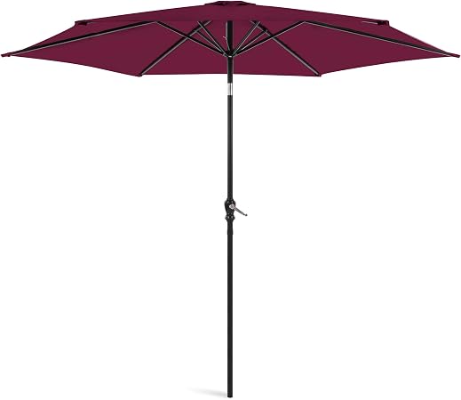 Amazon Com Best Choice Products 10ft Outdoor Table Compatible Steel Polyester Market Patio Umbrella W Crank And Easy Push Button Tilt Burgundy Garden Outdoor