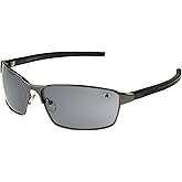 Ironman Stride Rectangle Sport Sunglasses for Men, Matte Gunmetal/Black, 61mm