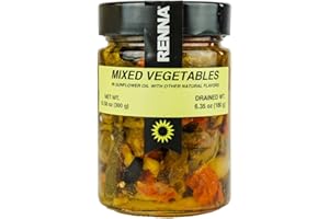 Renna, Mixed Vegetables in Oil (10.58 oz), Giardiniera, Mediterranean Flavor, Antipasto Appetizer, Antipasto Salad, Product of Italy