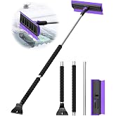 helloleiboo 55.7" Extra Long Ice Scraper with Snow Brush, Purple | 270&deg; Pivoting Brush Head, Detachable Design, Foam Grip, Snow Removal Tool, Car Windshield, SUV Truck