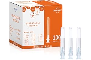 ATSUHUT 32Ga 0.5Inch Sterile Disposable Injection Needle with Cap for Industrial Dispensing Needl Accessories Tools Pack of 100