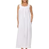 Alexander Del Rossa Cotton Nightgowns for Women, Sleeveless Button Up Long Vintage Night Dress Gown