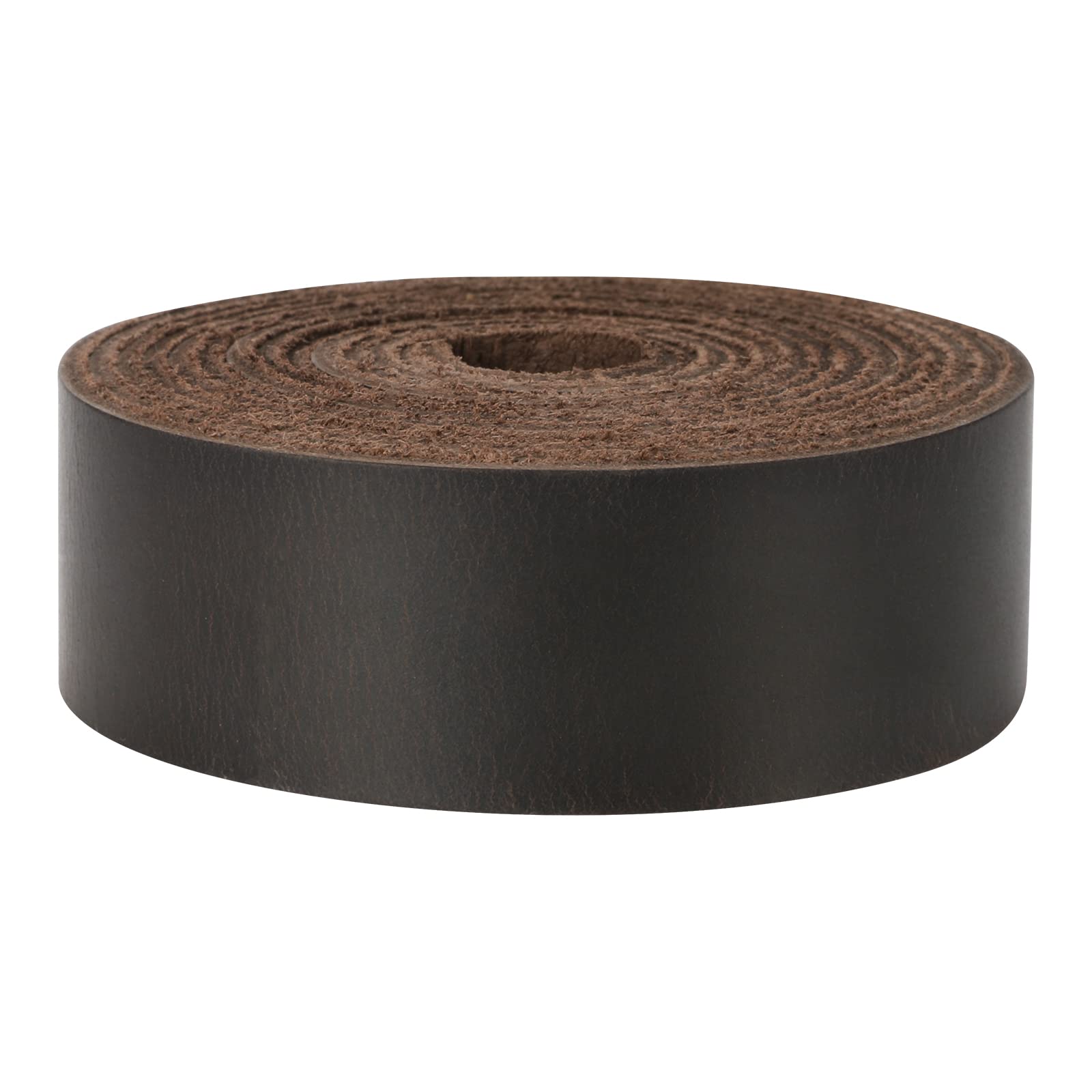 Ringsun 1 Inch Wide Flat Leather Straps for Crafts, Full Grain Leather Strips Cord String for Crafts, Tooling (2mm Thick 72.5 Inches Long Black Coffee)