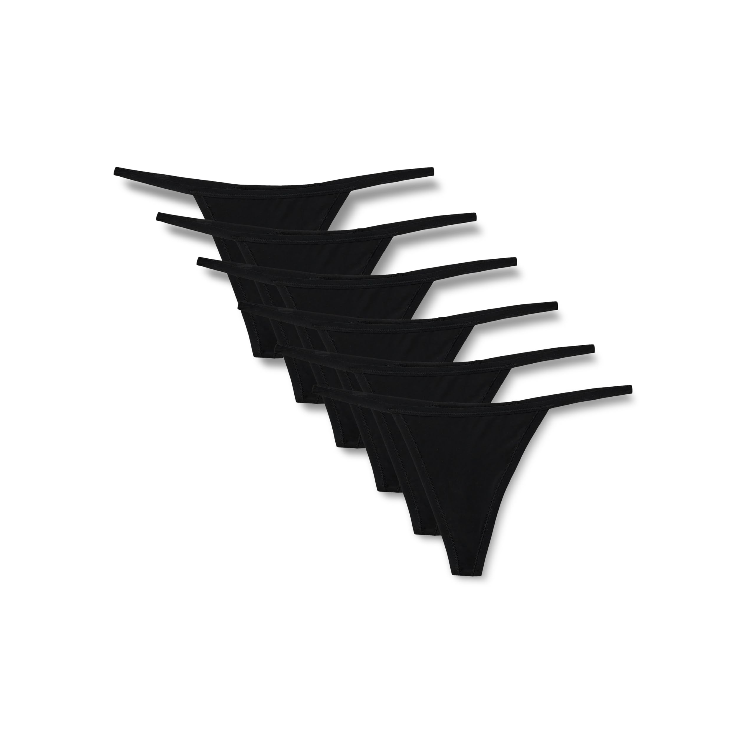 Photo 1 of Amazon Essentials Women's Microfiber Thongs (G-String & High Waisted Thong), Pack of 6, Black, X-Small