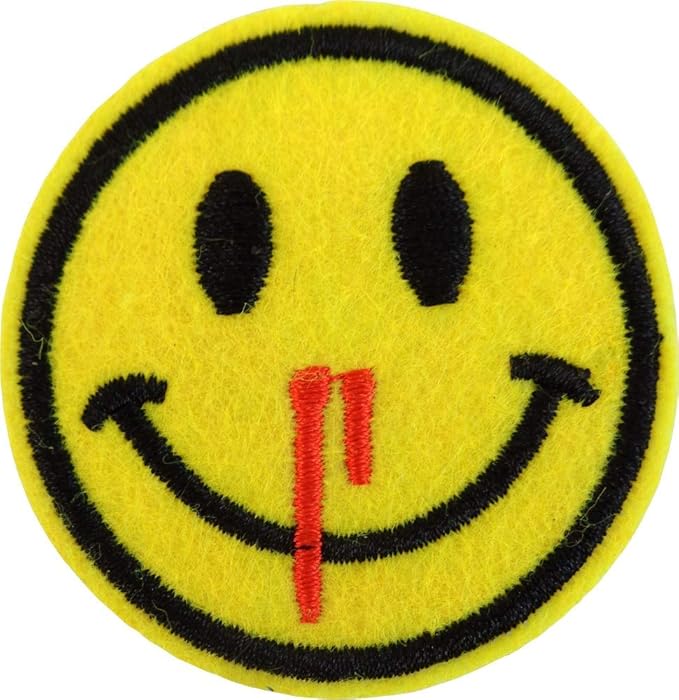 Yellow Bloody Nose Emoji Happy Face Cut Out Embroidered