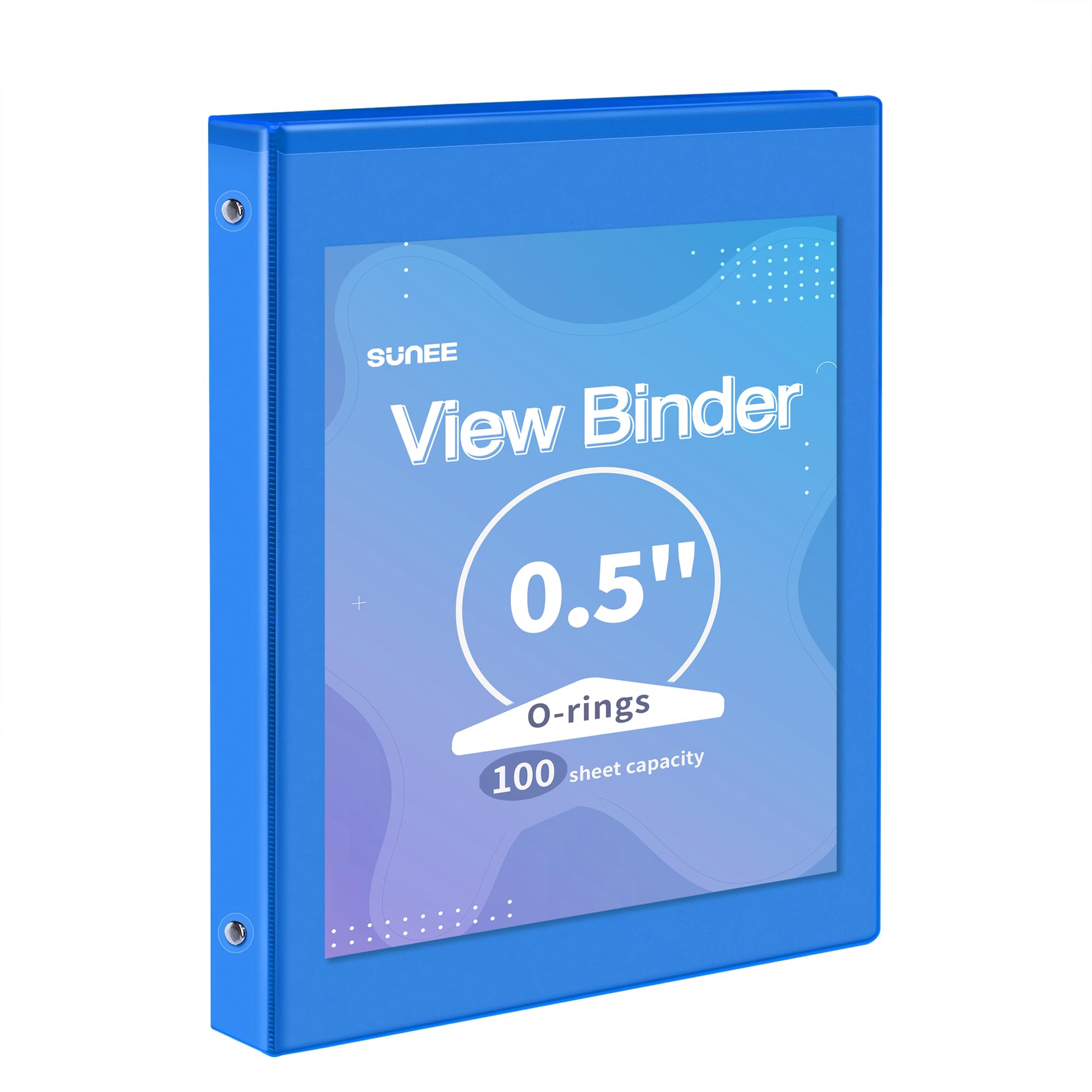 Photo 1 of SUNEE 3 Ring Binder 1/2 Inch 1 Pack, Clear View Binder Three Ring PVC-Free (Fit 8.5x11 Inches) for School or Office Supplies, Blue