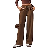 PINSPARK Womens Fleece Wide Leg Sweatpants High Waisted Athletic Sweat Pants Winter Baggy Workout Pant with 2 Pocket
