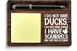 QODMGD Funny Office Sticky Note Holder Sarcastic Gifts for Coworkers Employees Boss, I Do Not Have Ducks I Have Squirrels Post It Note Dispenser for Office Cubicle Desk Decor