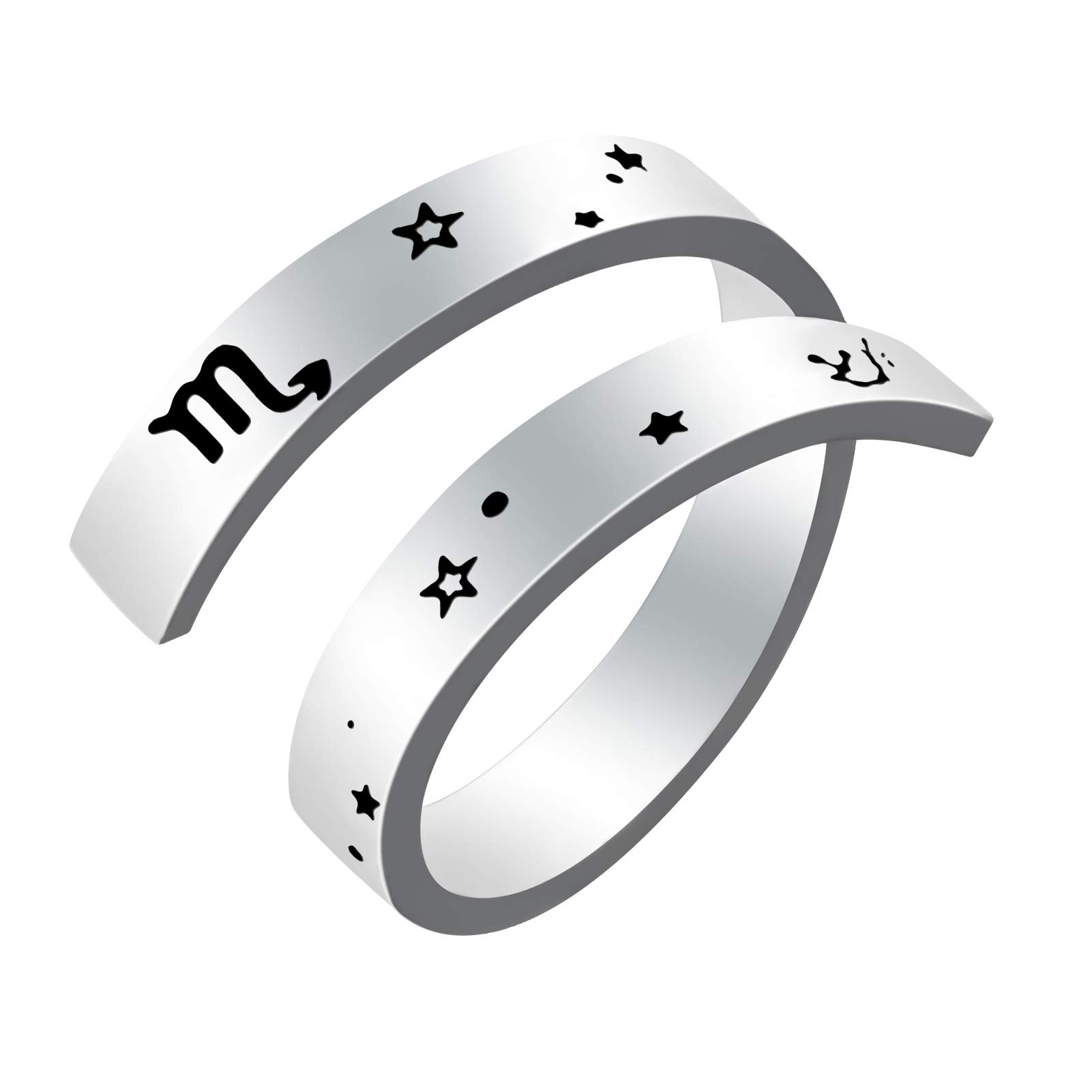 Kucheed Scorpio Rings for Women Men, Stainless Steel Zodiac Engraving Open Finger Rings, 12 Horoscope Astrology Statement Vintage Bands, US Size 8-9 Thumb Ring Jewelry Personality Gifts