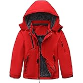 HOOD CREW Boy’s Winter Coat Waterproof Ski Jacket Kids Warm Fleece Windproof Snowboard Jackets with Detachable Hood