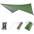 Azarxis Hammock Camping Tarp Rain Fly, Waterproof Tent Footprint Shelter Canopy Sunshade Cloth Picnic Mat for Outdoor Awning Hiking Beach Backpacking - Included Guy Lines & Stakes