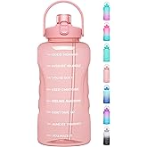 HydroPal 1 Gallon Water Bottles with Straw, 128 oz Water Bottle BPA Free Innovative 2-IN-1 Lid Gym Bottle with Times to Drink Motivational, Large for Sports Fitness Camping Water Jug （13.8X5.5 inch）