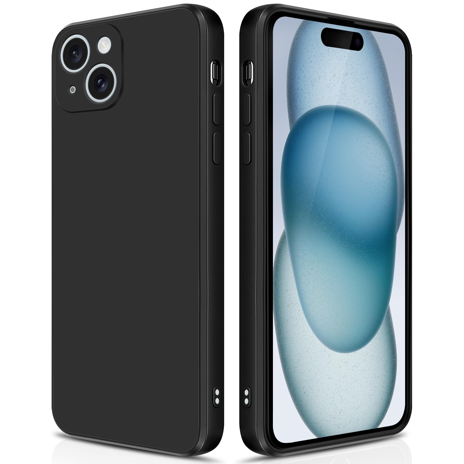 GiiYoon Case Compatible with iPhone 15, Silky-Soft Touch Full-Body Protective Phone Silicone Case, Shockproof Cover with Microfiber Lining, Black — image 1
