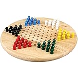 Lian Wood Chinese Checkers Board Game Set with Wooden Peg Pieces - 11 Inch Set