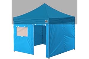 Eurmax USA Full Zippered Walls for 10 x 10 Easy Pop Up Canopy Tent,Enclosure Sidewall Kit with Roller Up Mesh Window and Door 4 Walls ONLY,NOT Including Frame and Top (Sky Blue)
