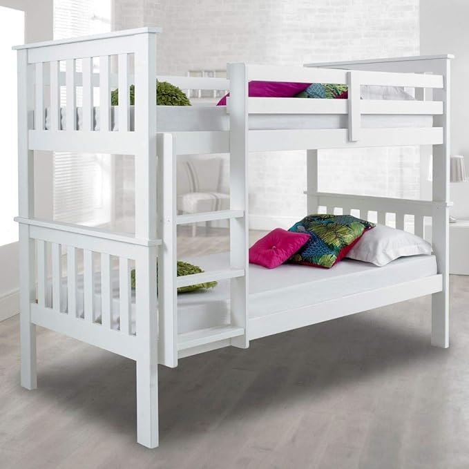 Happy Beds Atlantis White Finished Solid Pine Wooden Bunk Bed With 2x